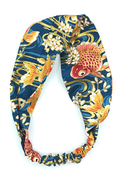 Bandeau pour cheveux en tissu japonais poissons rouge