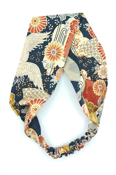 Bandeau pour cheveux en tissu japonais fleuri