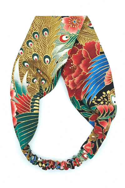 Bandeau pour cheveux en tissu japonais fleuri