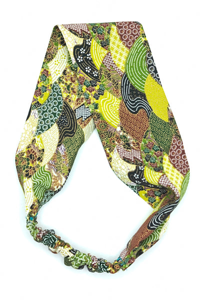 Bandeau pour cheveux en tissu japonais vert