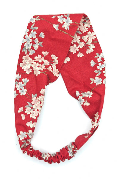 Bandeau à cheveux tissu japonais Sakura rouge