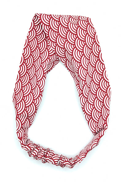 Bandeau à cheveux tissu japonais Nami rouge blanc