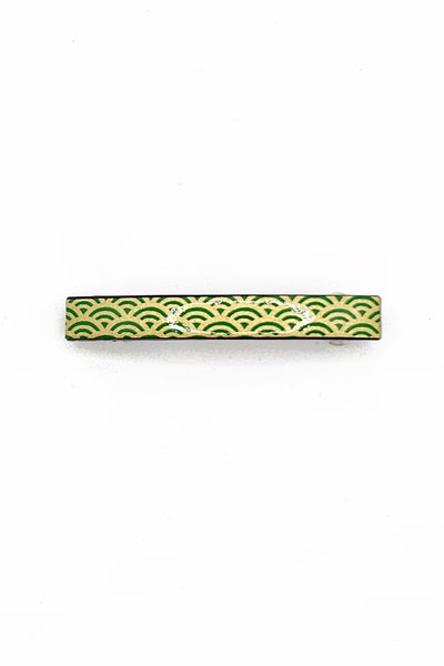 Barrette mince WAKA Nami or vert - Fleurs d'Ascenseurs