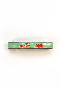 Barrette mince WASHI Poissons vert - Fleurs d'Ascenseurs