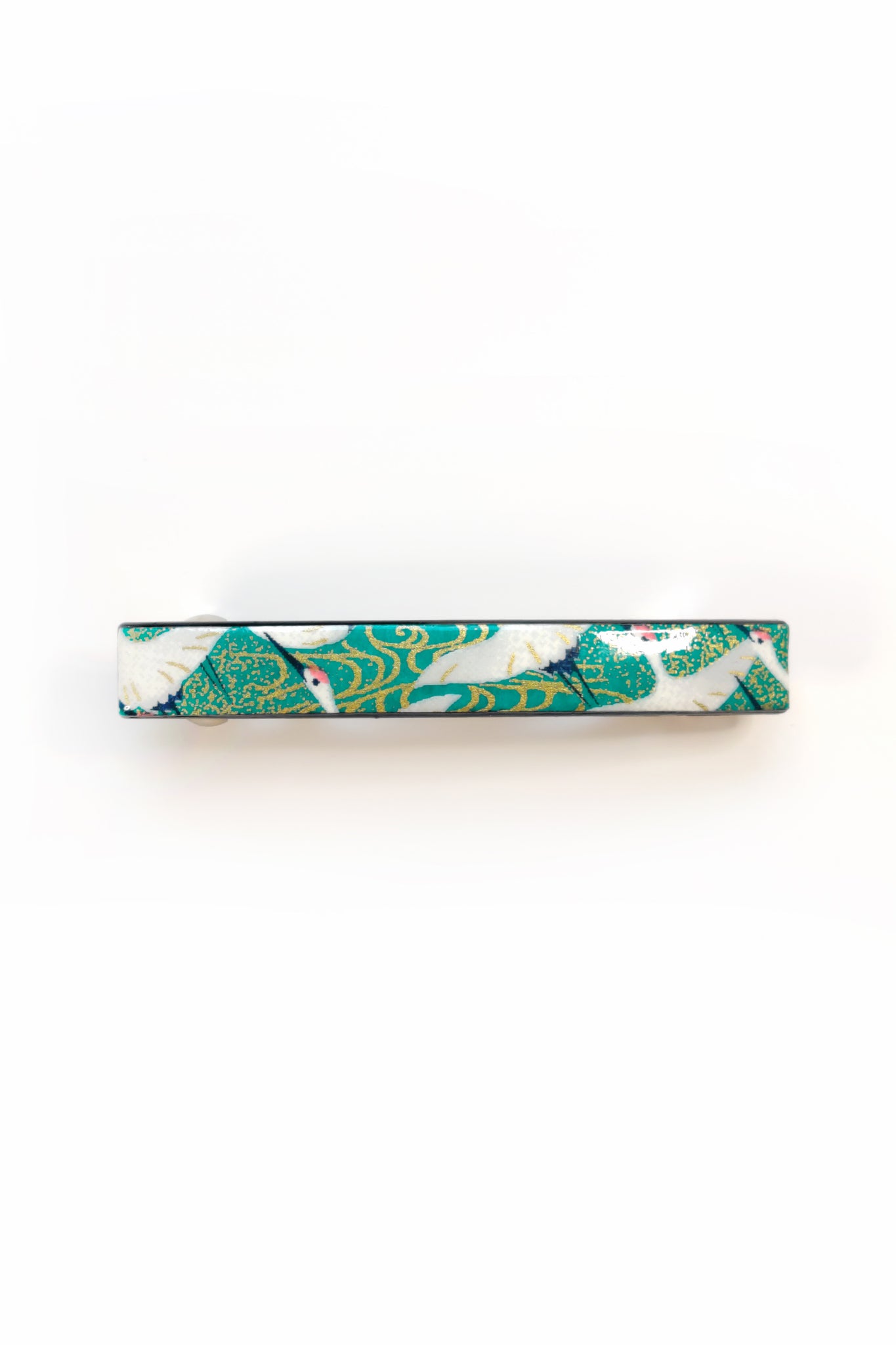 Barrette mince WASHI Grues vertes - Fleurs d'Ascenseurs