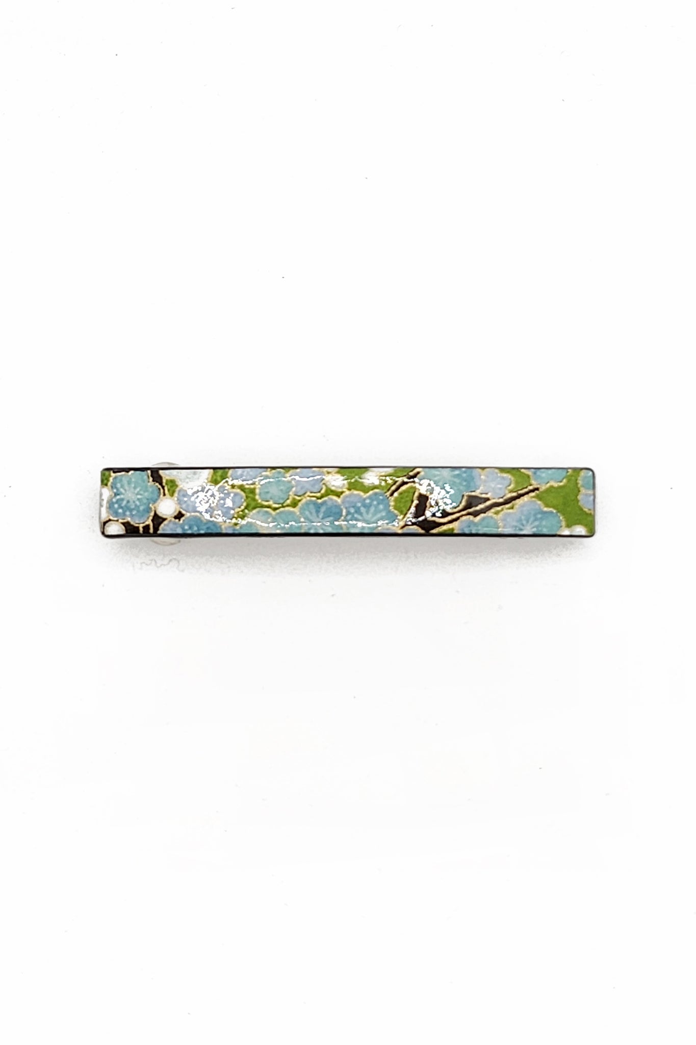 Barrette mince WASHI Ume vert - Fleurs d'Ascenseurs