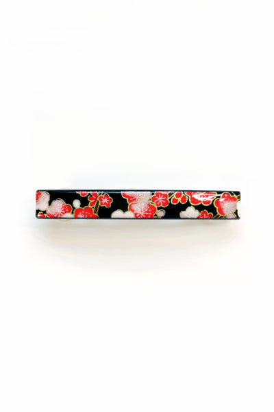 Barrette mince WASHI Ume noir - Fleurs d'Ascenseurs