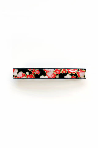 Barrette mince WASHI Ume noir - Fleurs d'Ascenseurs