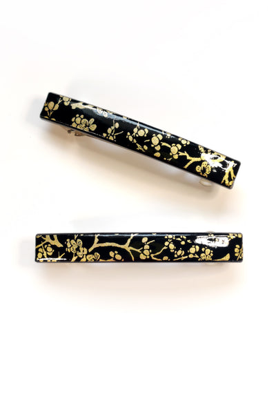 Barrette mince WASHI Branches fleuries - Fleurs d'Ascenseurs