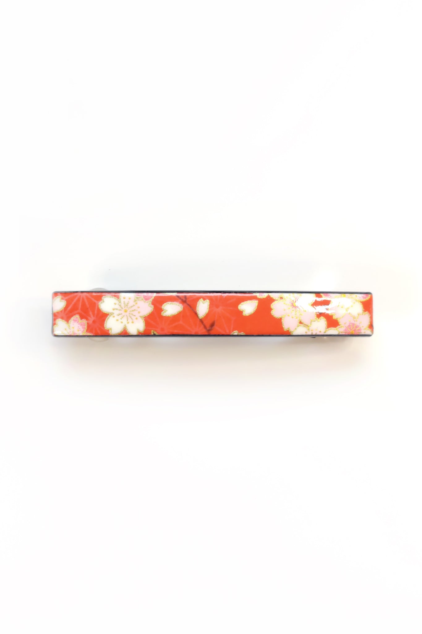 Barrette mince WASHI Sakura orange - Fleurs d'Ascenseurs