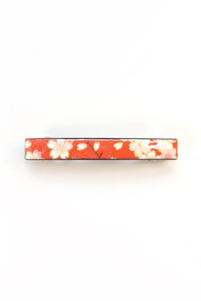 Barrette mince WASHI Sakura orange - Fleurs d'Ascenseurs