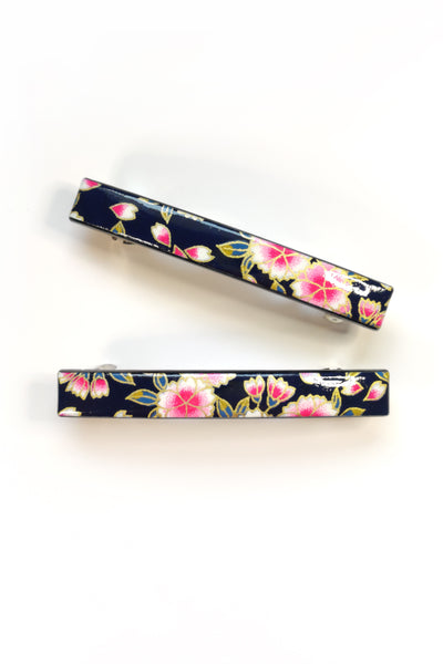 Barrette mince WASHI Prunier violet - Fleurs d'Ascenseurs