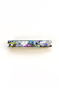 Barrette mince WASHI Rivière fleurie violet - Fleurs d'Ascenseurs