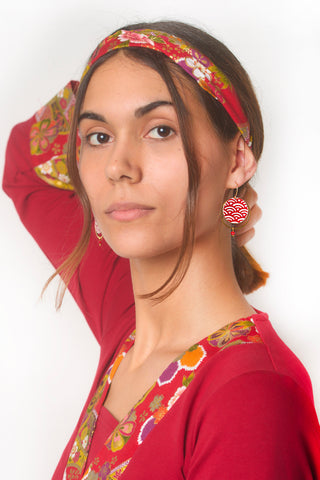 Boucles d'oreilles ASAHI Nami rouge - Fleurs d'Ascenseurs