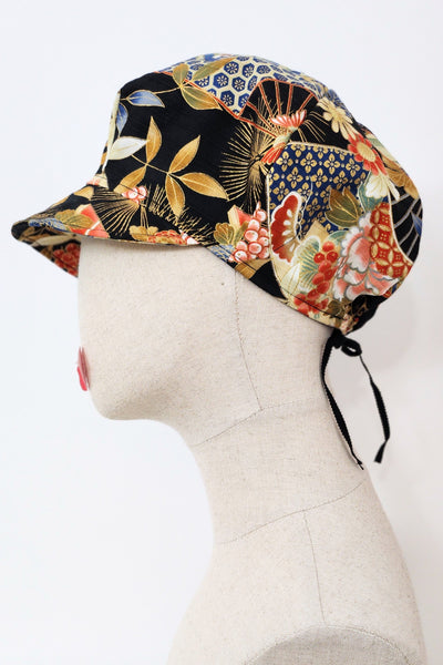 Casquette KAME Eventails noirs - Fleurs d'Ascenseurs