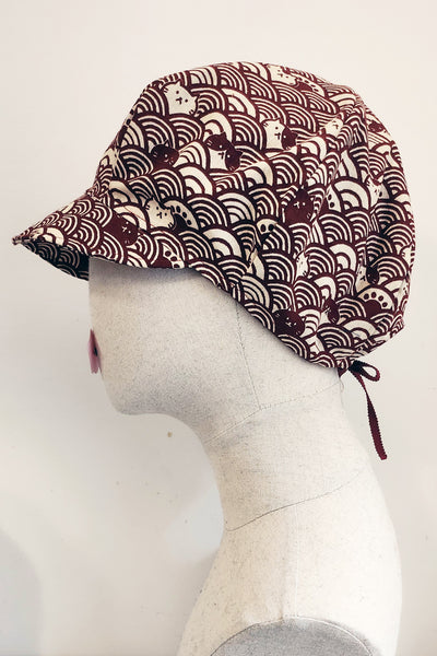 Casquette KAME Neko bordeaux - Fleurs d'Ascenseurs