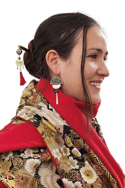 Boucles d'oreilles BYZANCE Nami point noir