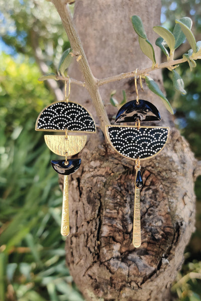 Boucles d'oreilles BYZANCE Nami point noir
