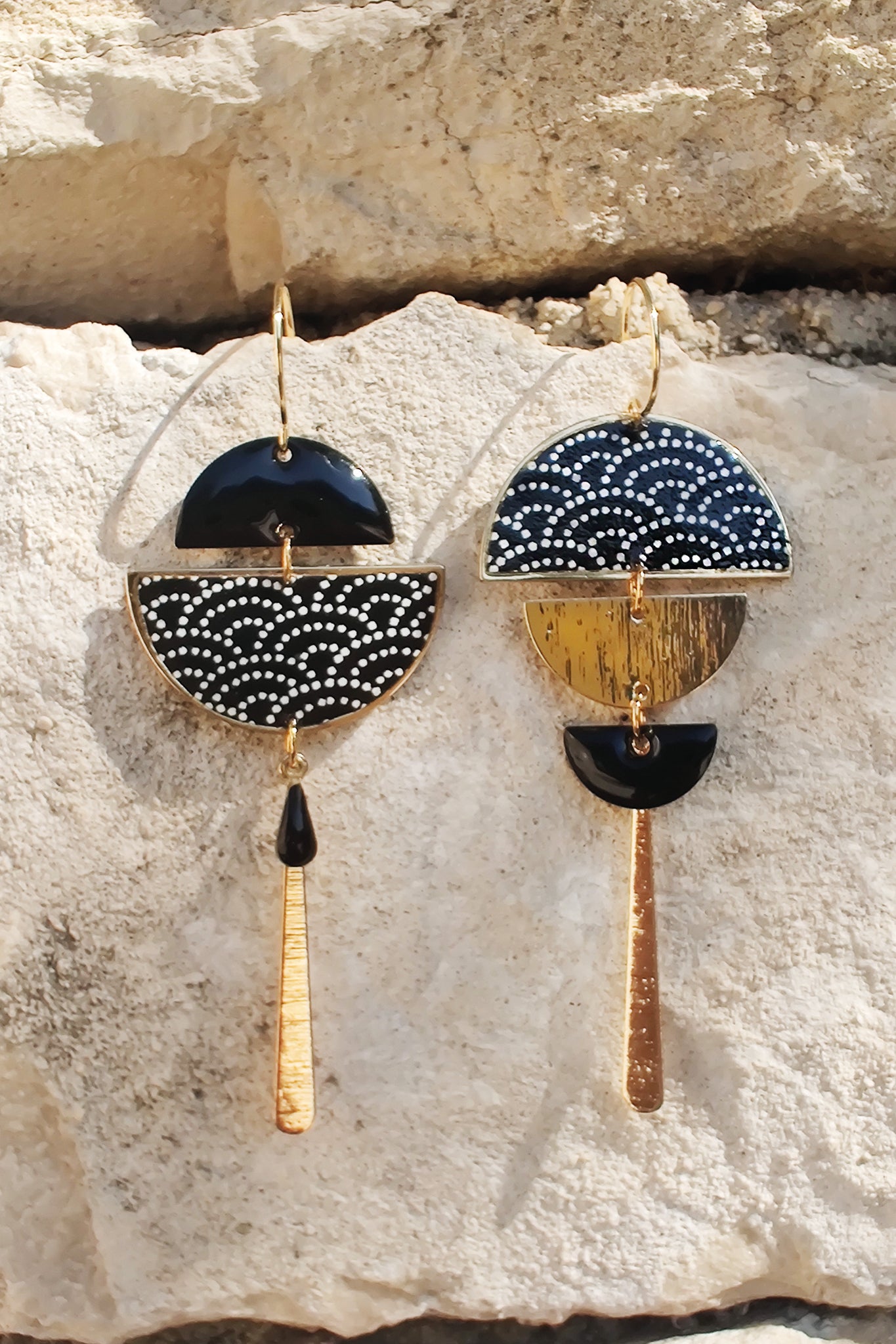 Boucles d'oreilles BYZANCE Nami point noir