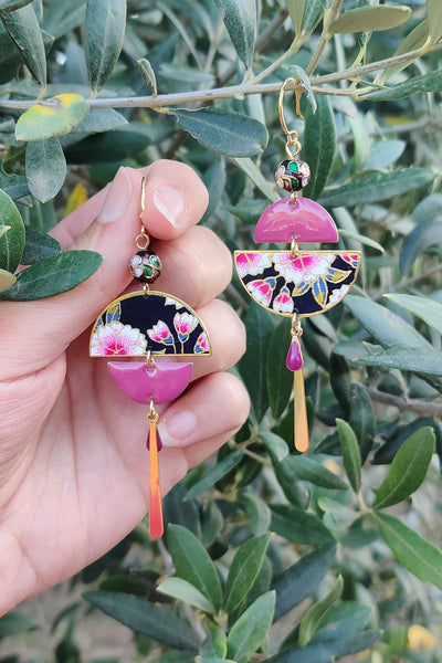 Boucles d'oreilles BYZANCE Prunier violet