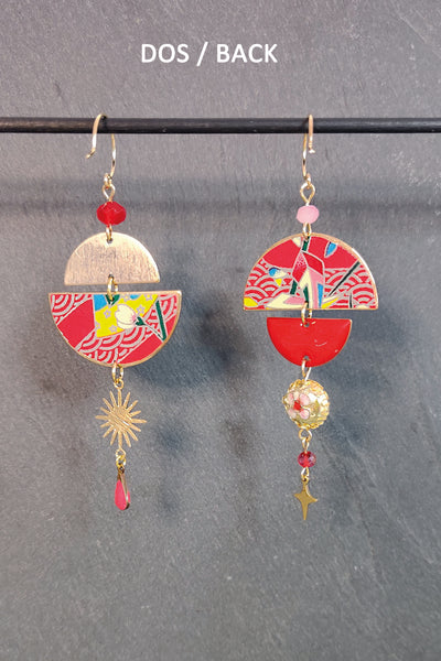 Boucles d'oreilles BYZANCE Camélia rouge