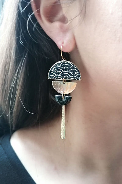 Boucles d'oreilles BYZANCE Nami point noir