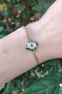 bracelet femme en acier inoxydable et émail cloisonné doré