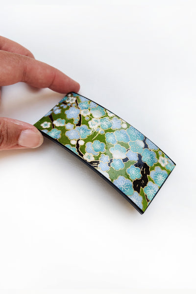 Barrette large TANKA "Ume vert"