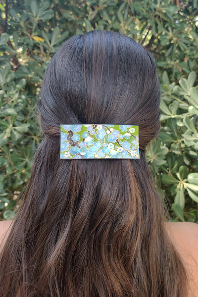 Barrette large TANKA "Ume vert"