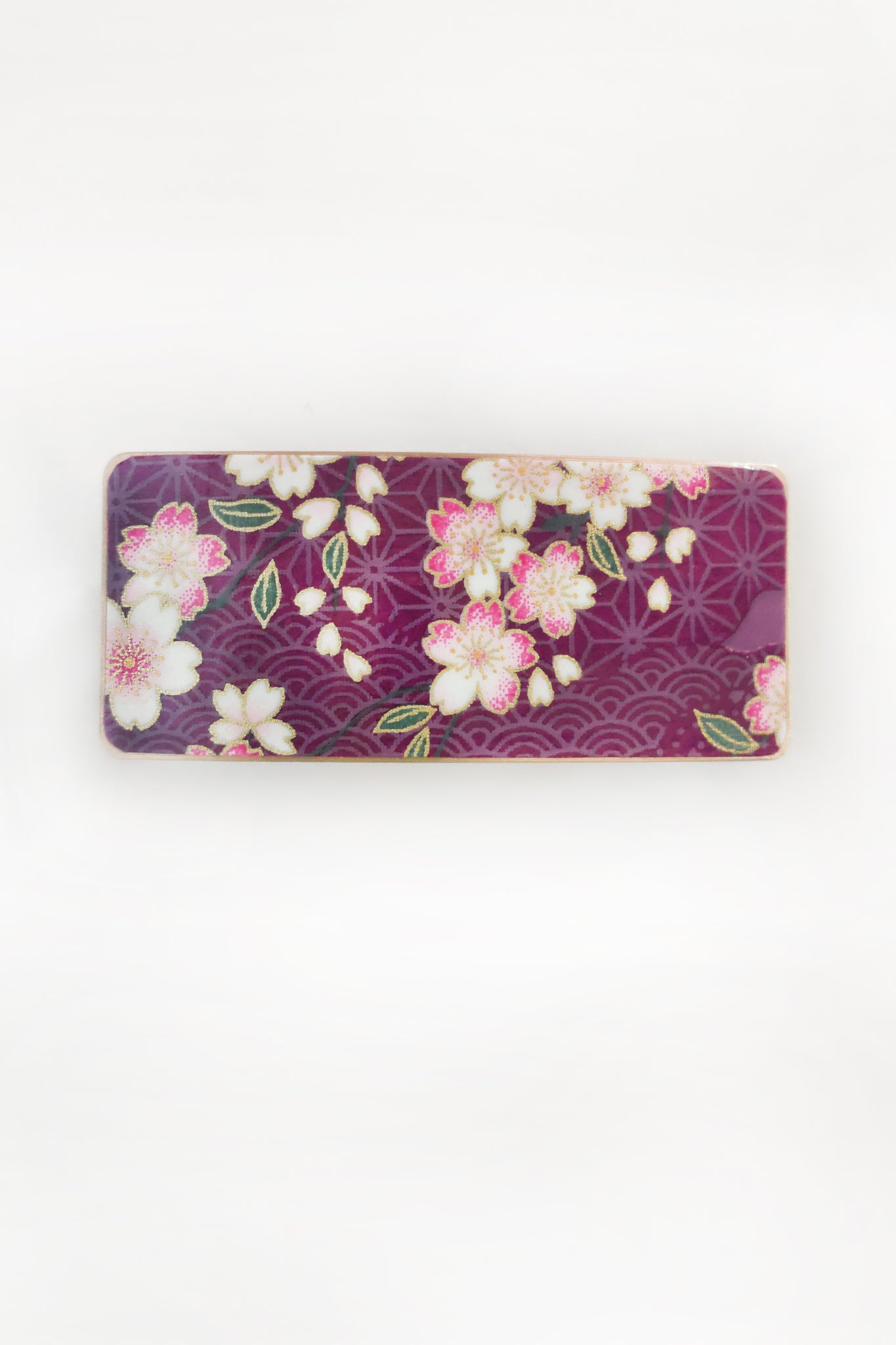 Barrette cheveux large sakura violet- vue de face