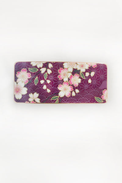 Barrette cheveux large sakura violet- vue de face