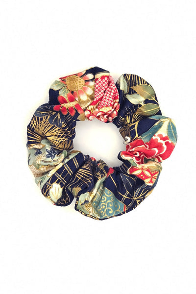 Chouchou tissus japonais motifs bleu nuit