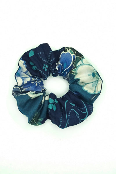 Chouchou tissu japonais indigo et sakura bleu