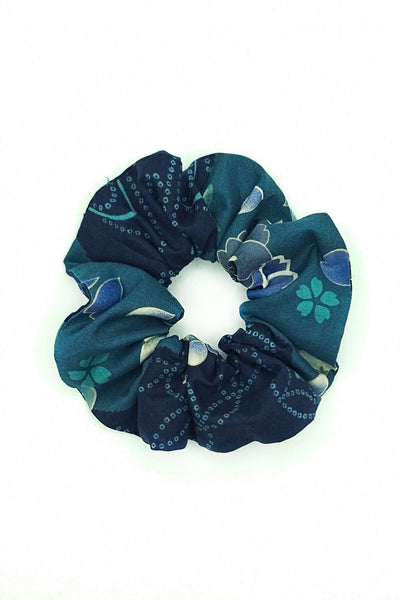 Chouchou tissu japonais indigo et sakura bleu