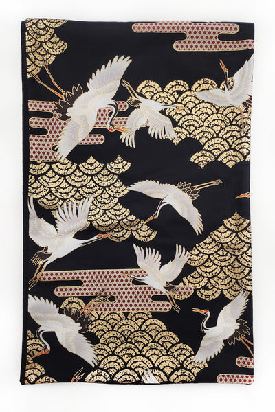 Echarpe en patchwork de coton japonais noire, à plat