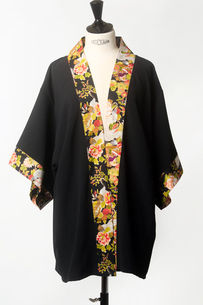 Kimono HIME Momotsuru noir - Fleurs d'Ascenseurs