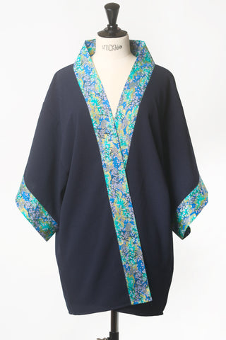 Kimono HIME Ume marine - Fleurs d'Ascenseurs