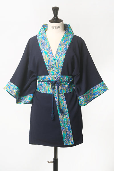 Kimono HIME Ume marine - Fleurs d'Ascenseurs