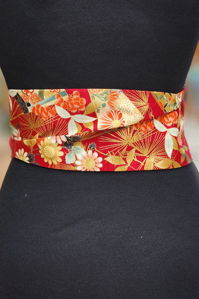 Ceinture OBI Eventails rouges - Fleurs d'Ascenseurs