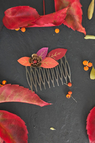 Peigne à cheveux feuilles d'automne