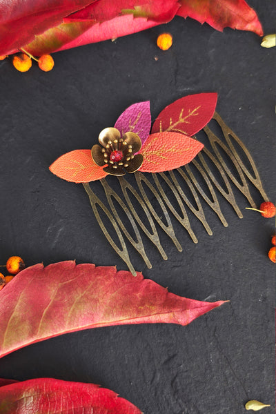 Peigne à cheveux feuilles d'automne
