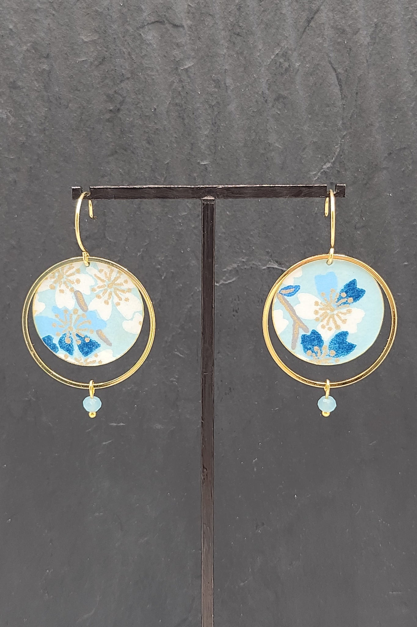 Boucles d'oreilles ASAHI Cerisier bleu ciel