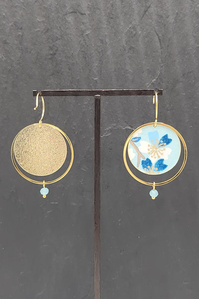 Boucles d'oreilles ASAHI Cerisier bleu ciel