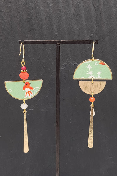 Boucles d'oreilles BYZANCE Poissons vert - Fleurs d'Ascenseurs