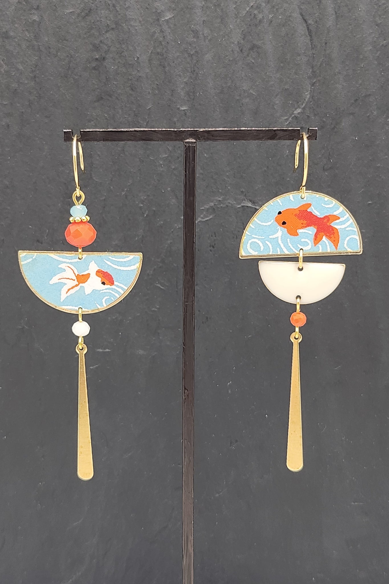 Boucles d'oreilles BYZANCE Poissons bleus - Fleurs d'Ascenseurs