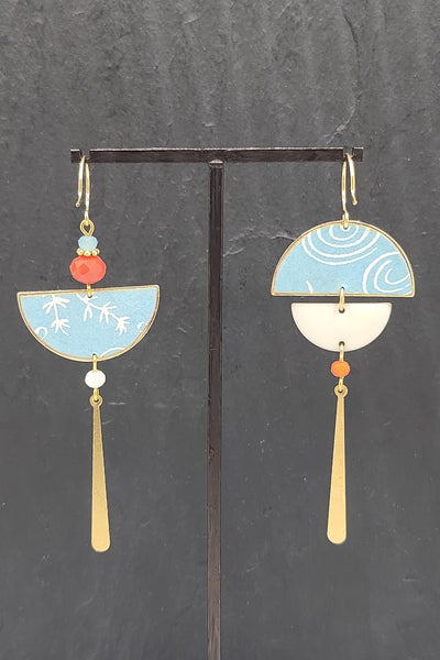 Boucles d'oreilles BYZANCE Poissons bleus - Fleurs d'Ascenseurs