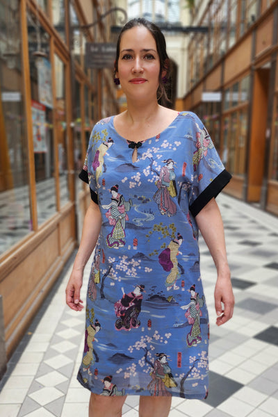 Robe HOSHI Geisha bleu - Fleurs d'Ascenseurs