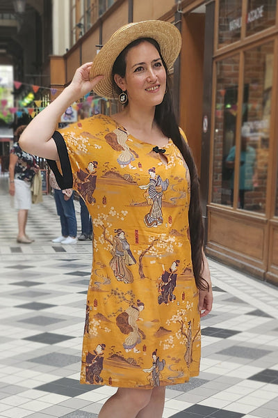 Robe HOSHI Geisha jaune - Fleurs D'ascenseurs