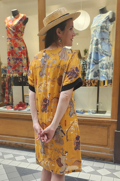 Robe HOSHI Geisha jaune - Fleurs D'ascenseurs