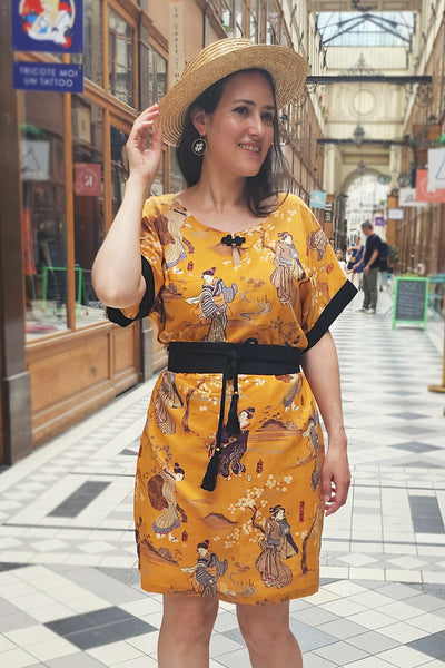 Robe HOSHI Geisha jaune - Fleurs D'ascenseurs